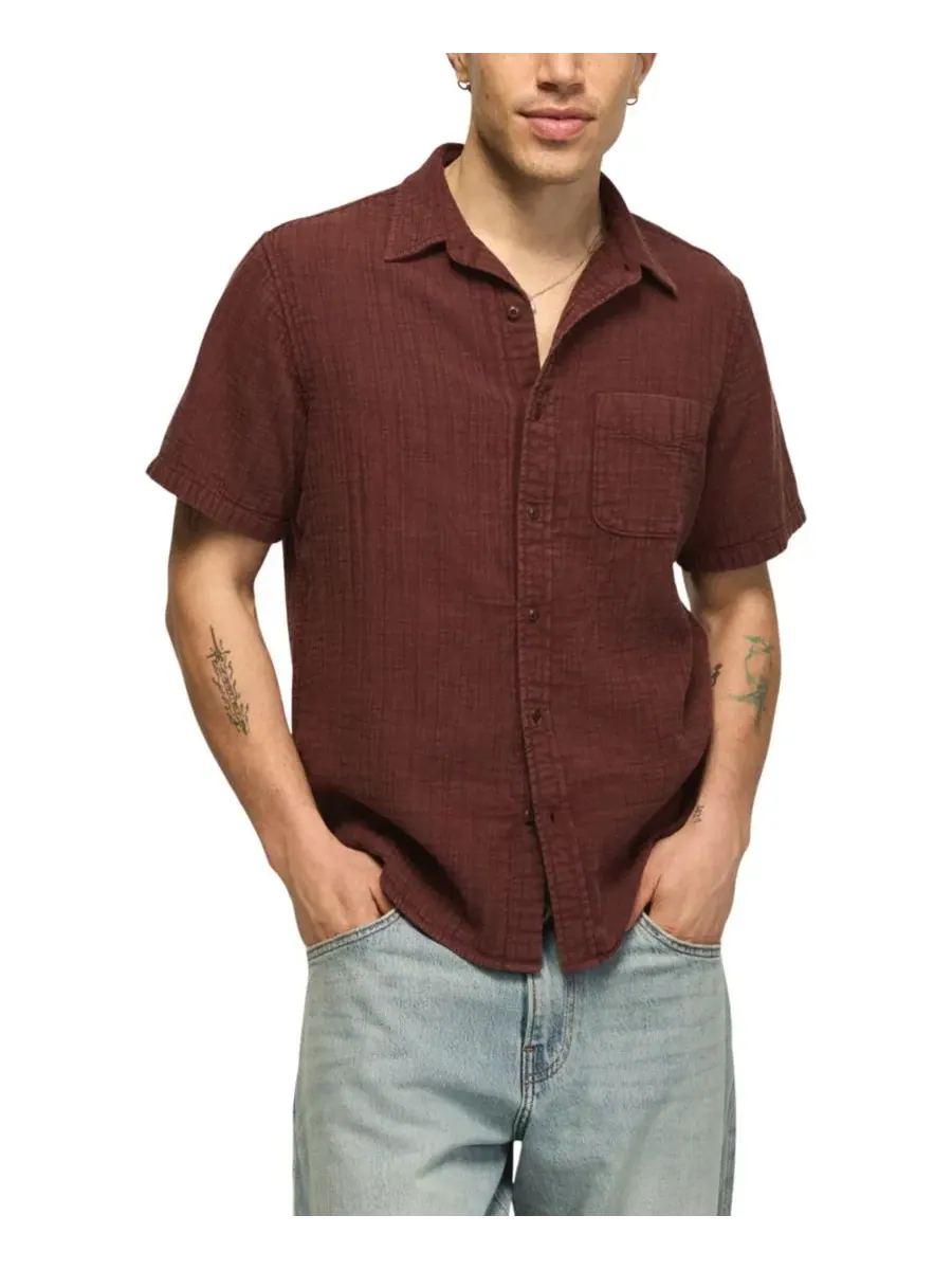 Рубашка с коротким рукавом из двойной марли Lucky Brand — изображение 1 из 5, шоколадный