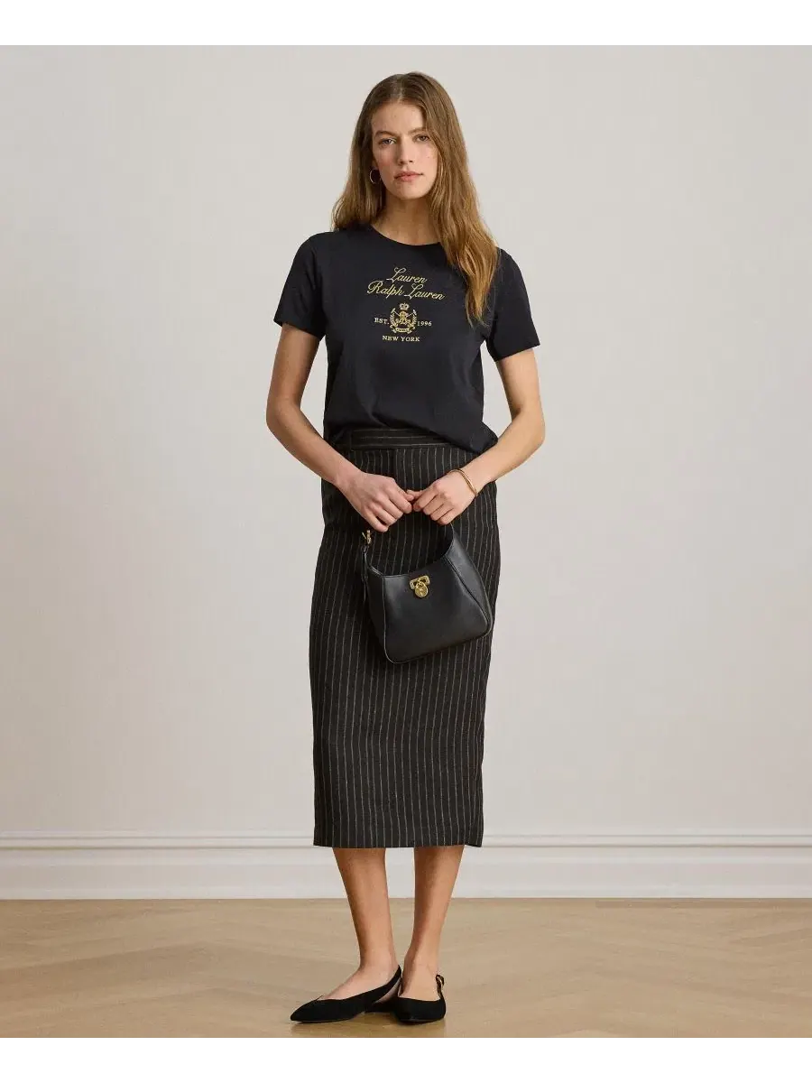 Футболка с вышитым гербом на груди Lauren Ralph Lauren — изображение 2 из 6, черный