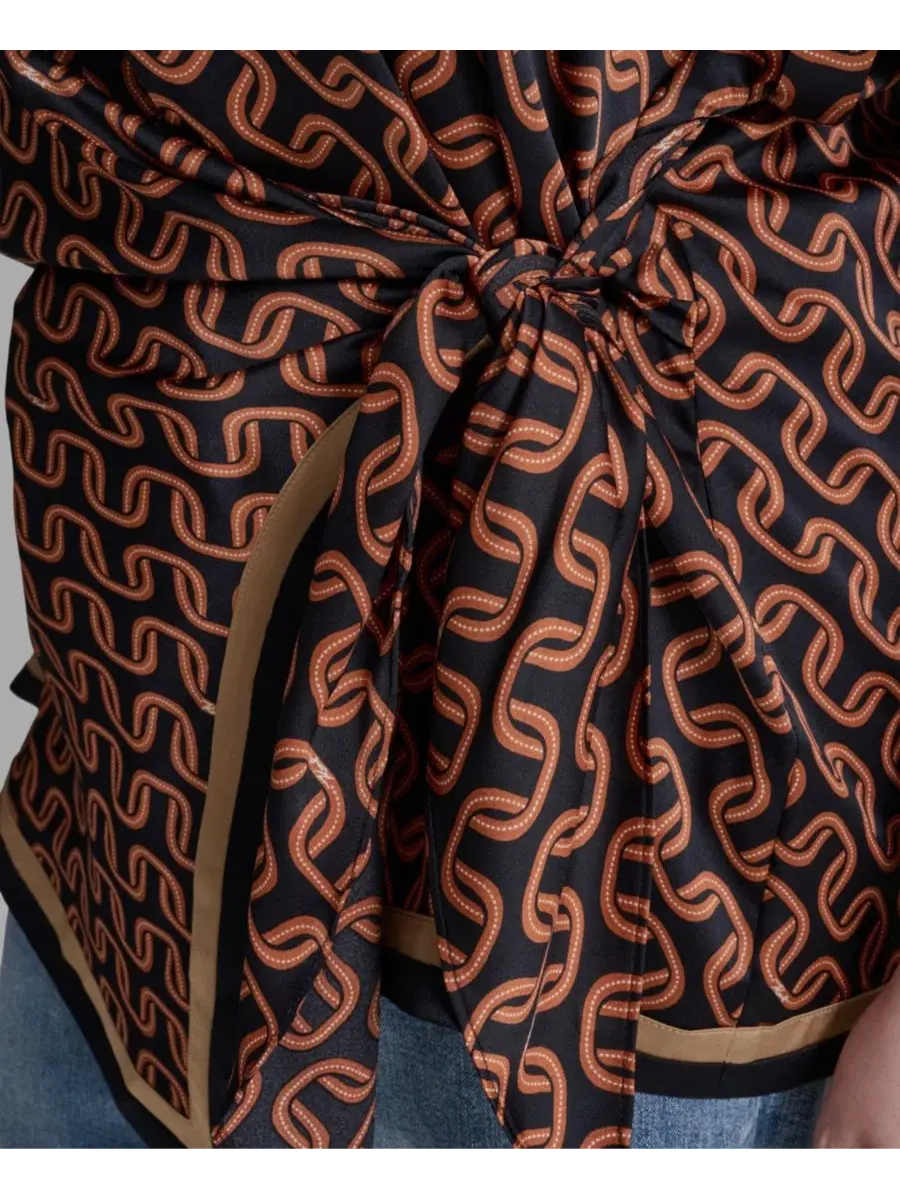 Женская рубашка с регулируемым боковым завязыванием, модель Side Tie KARL LAGERFELD PARIS — изображение 7 из 7, темно-синий