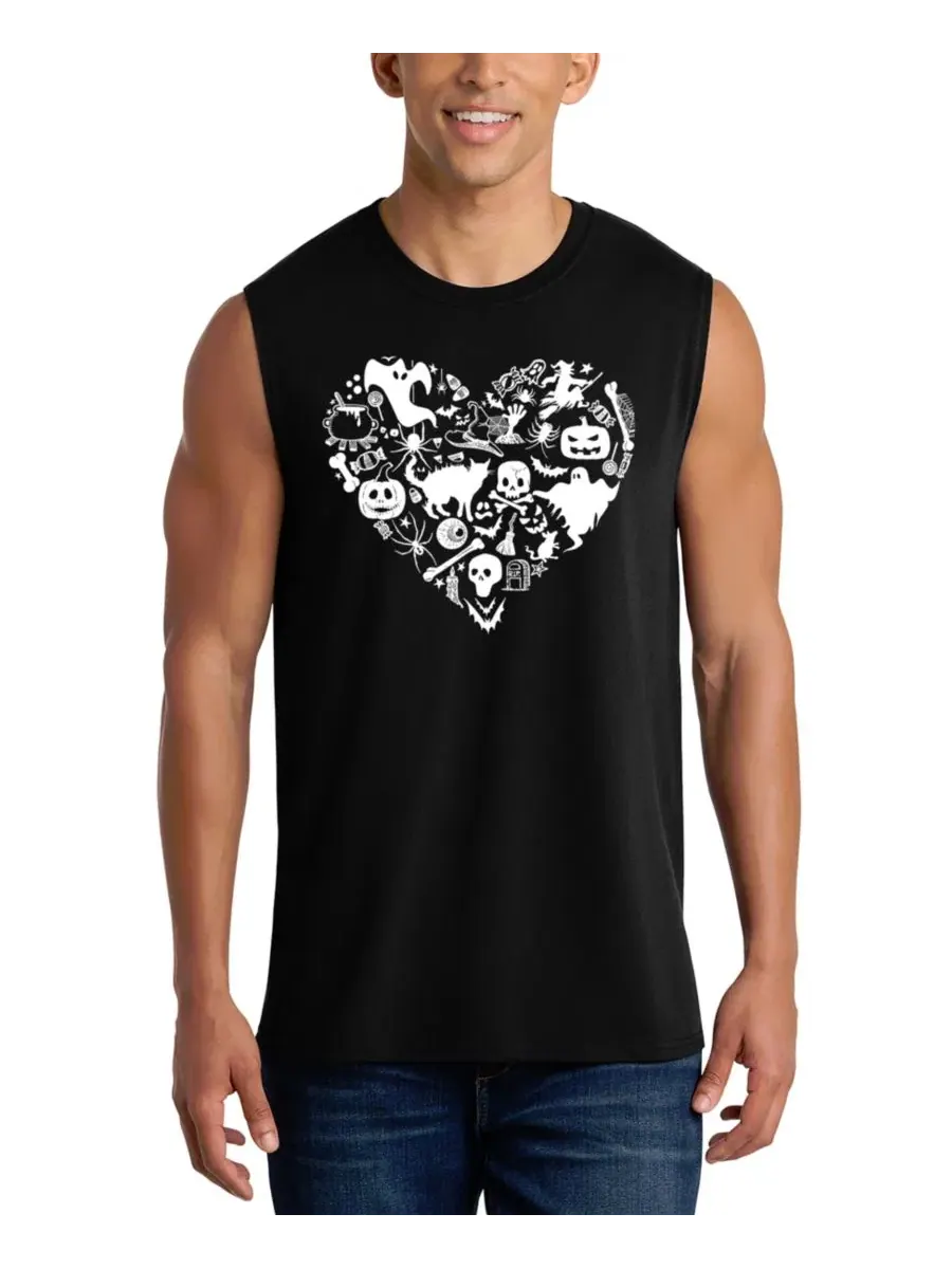 Футболка-безрукавка с принтом Skull Pattern Heart Word Art LA Pop Art — изображение 1 из 4, черный