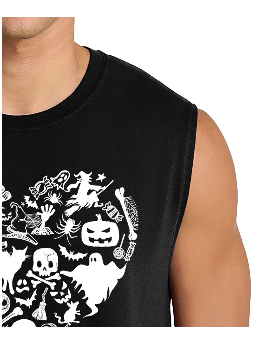 Футболка-безрукавка с принтом Skull Pattern Heart Word Art LA Pop Art — изображение 2 из 4, черный
