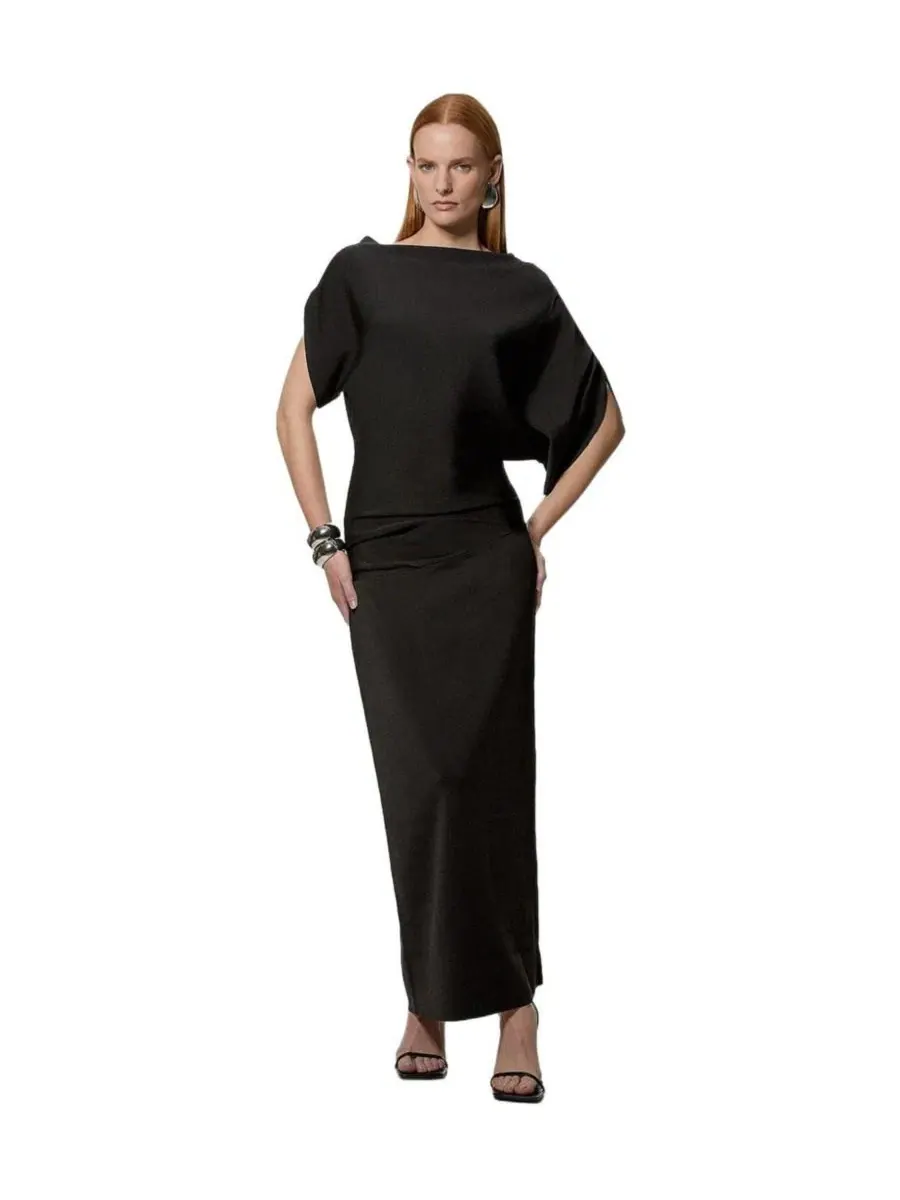 Платье макси асимметричное с заниженной талией Karen Millen — черный