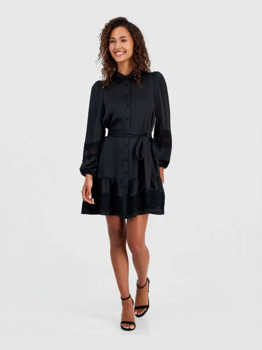 Платье-рубашка с поясом Anne Klein — изображение 1 из 5, черный