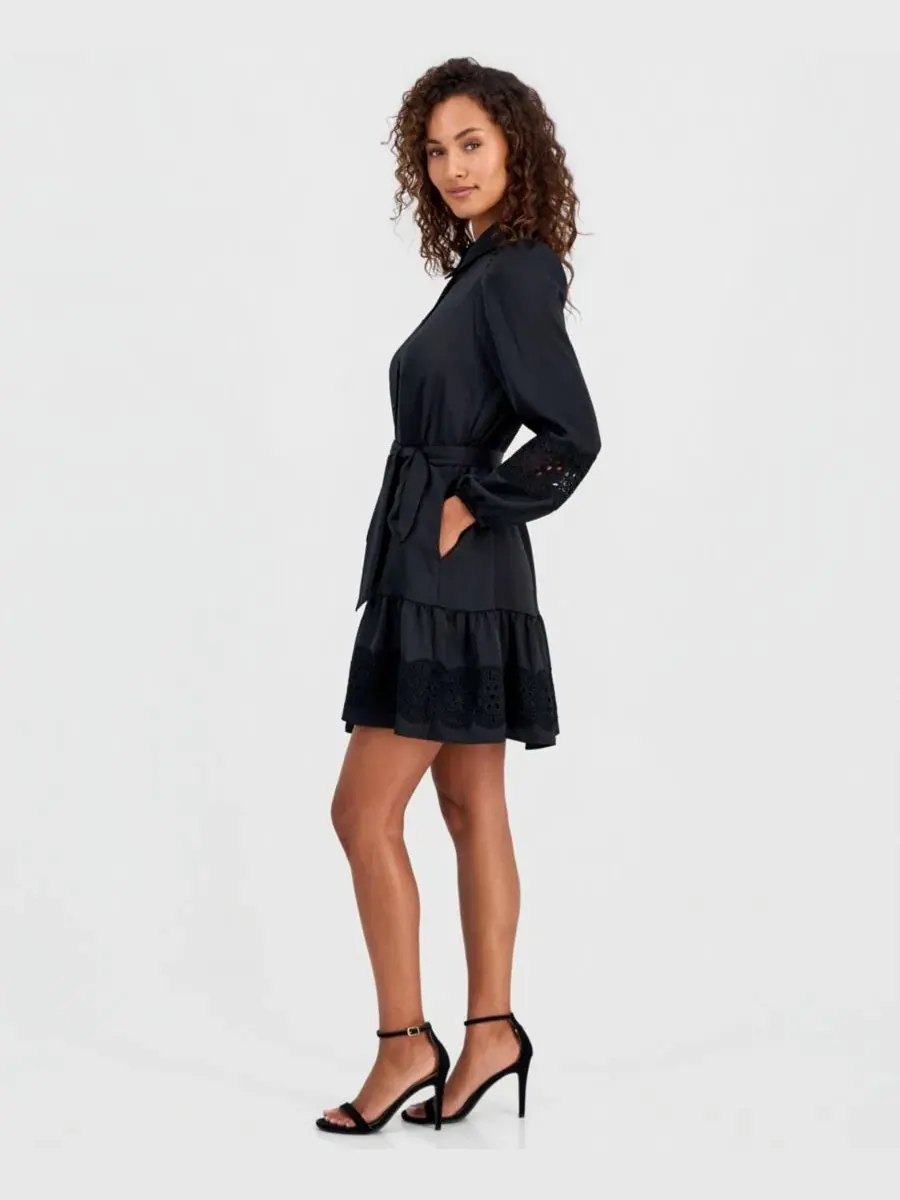 Платье-рубашка с поясом Anne Klein — изображение 3 из 5, черный