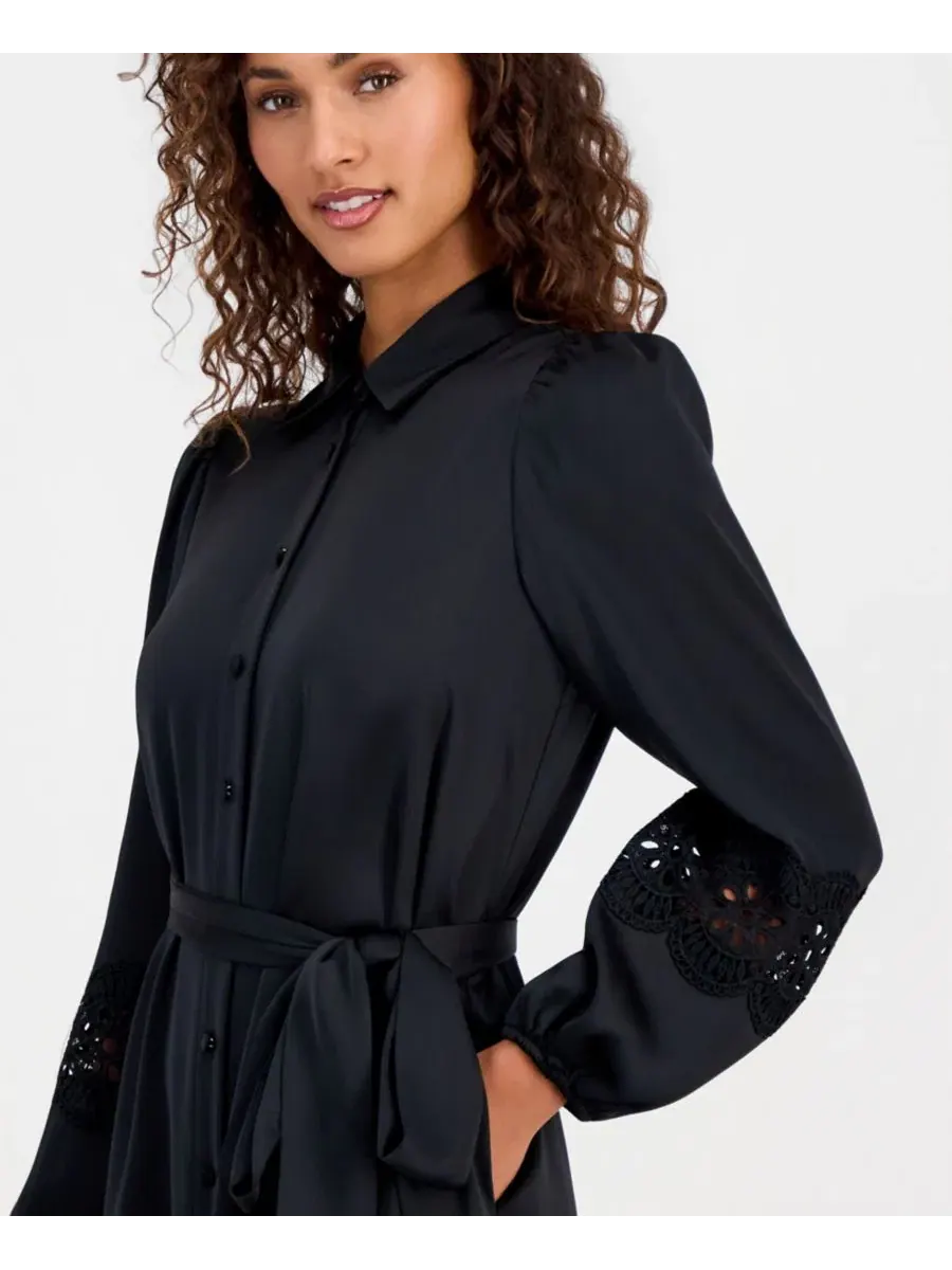 Платье-рубашка с поясом Anne Klein — изображение 5 из 5, черный