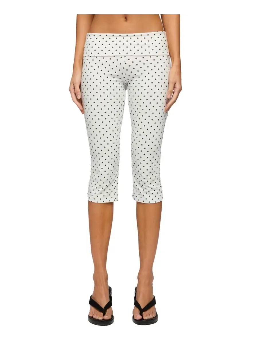 Капри с принтом в горошек, модель Eloisa Polka Dot Foldover Edikted — изображение 1 из 5, белый--черный