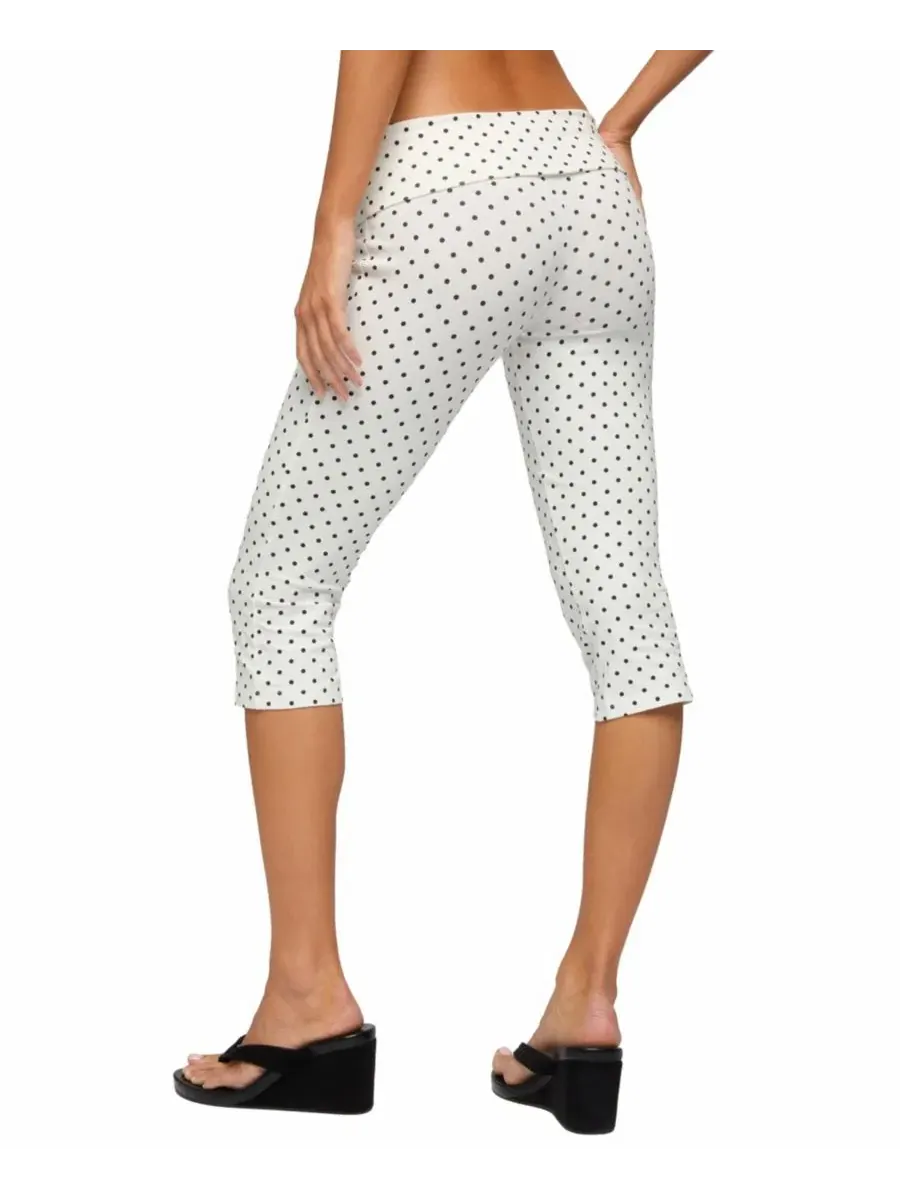 Капри с принтом в горошек, модель Eloisa Polka Dot Foldover Edikted — изображение 2 из 5, белый--черный