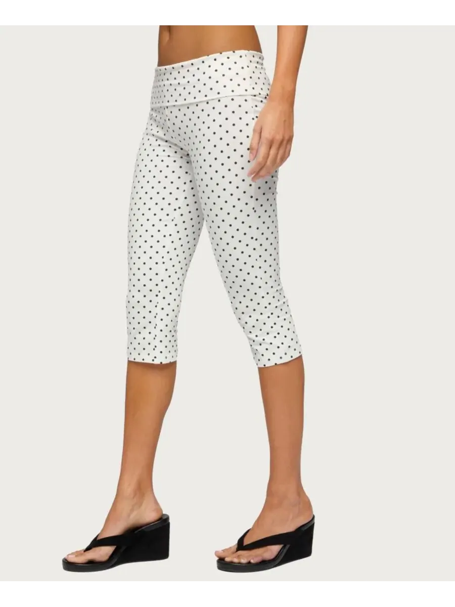 Капри с принтом в горошек, модель Eloisa Polka Dot Foldover Edikted — изображение 4 из 5, белый--черный