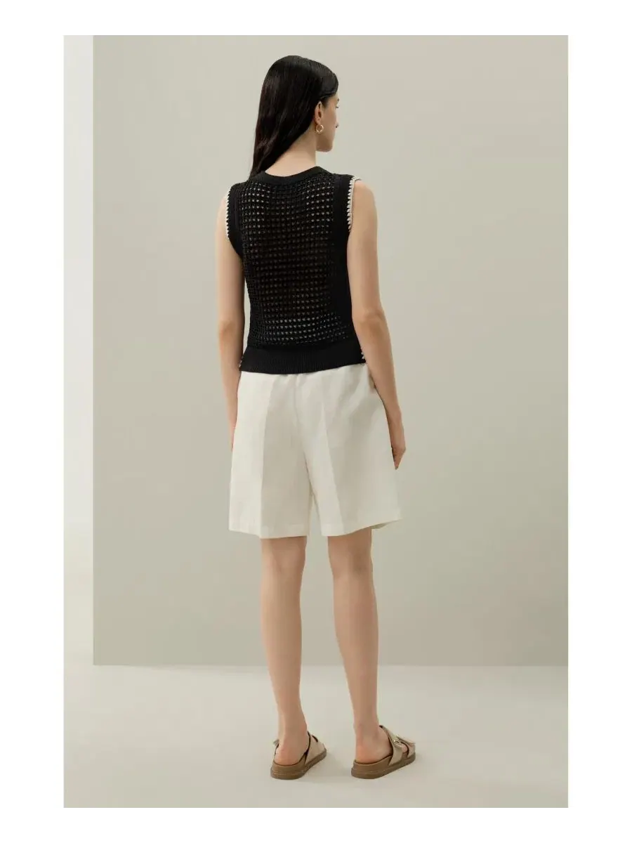 Женский топ без рукавов с контрастной вышивкой ракушек Toscana Pointelle Embroidered Vest LILYSILK — изображение 3 из 5