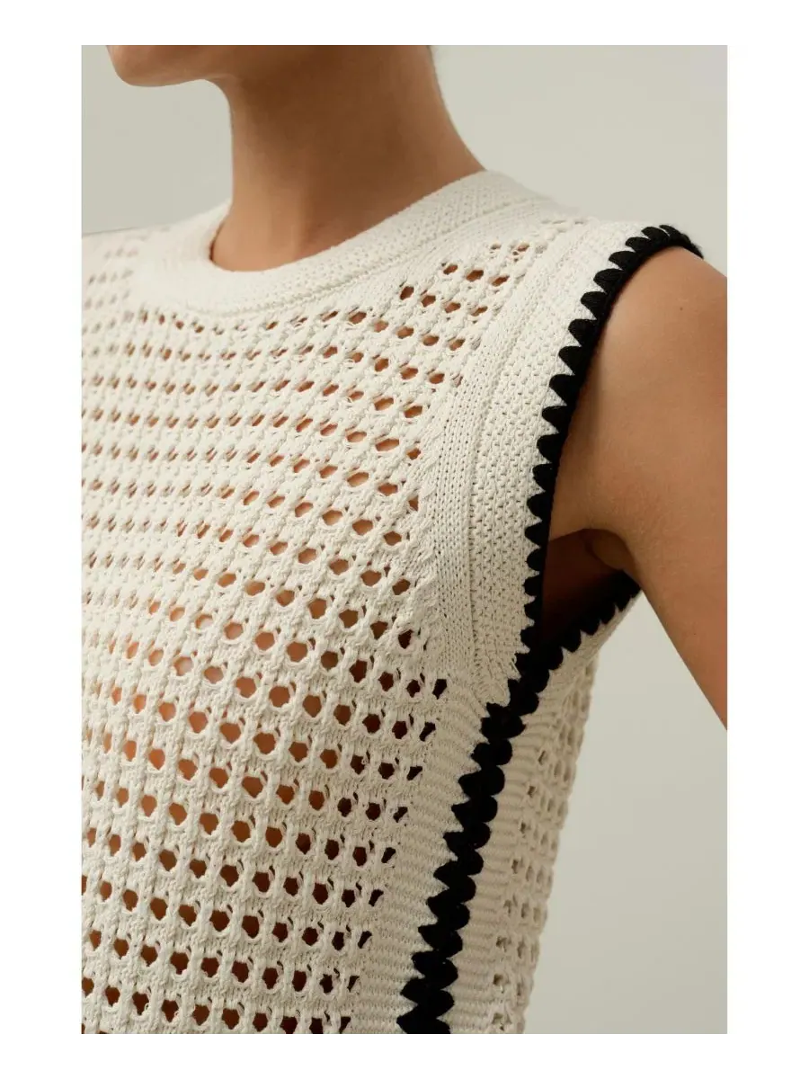 Женская майка-борцовка Toscana Pointelle Embroidered Vest LILYSILK — изображение 6 из 7, белый