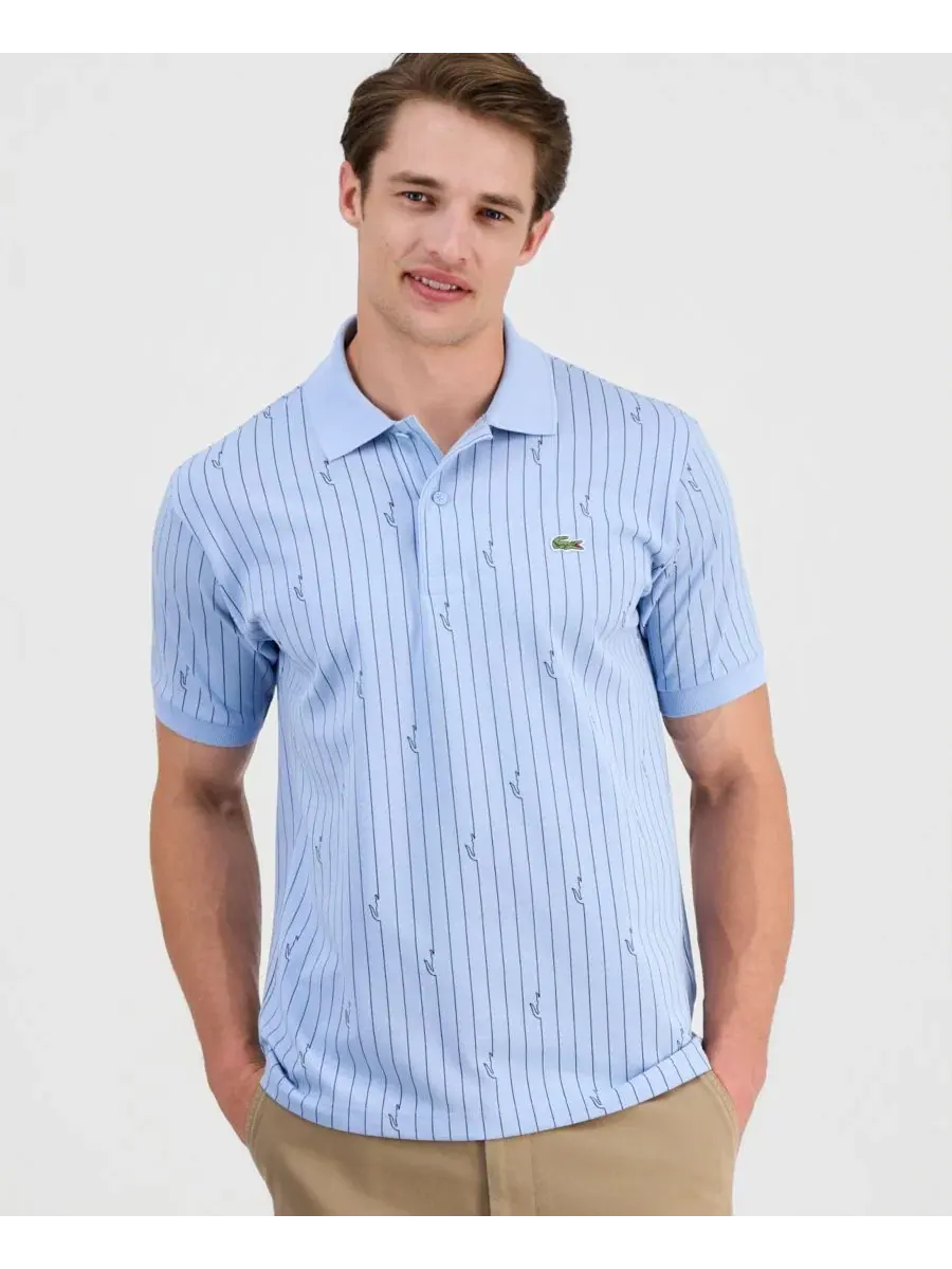 Мужская футболка-поло с принтом в полоску Lacoste — изображение 1 из 4, шамбре