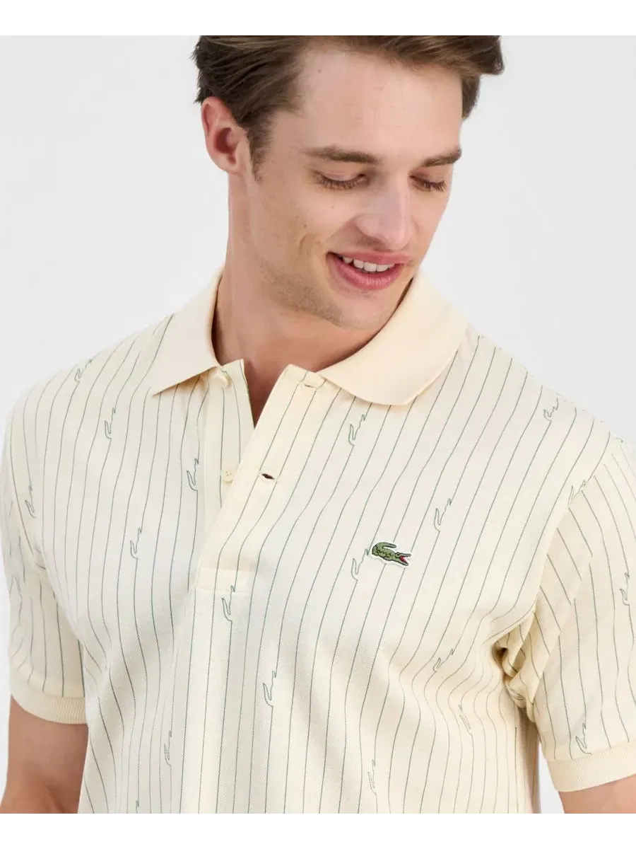 Мужская футболка-поло с полосатым принтом Lacoste — изображение 2 из 3, белый
