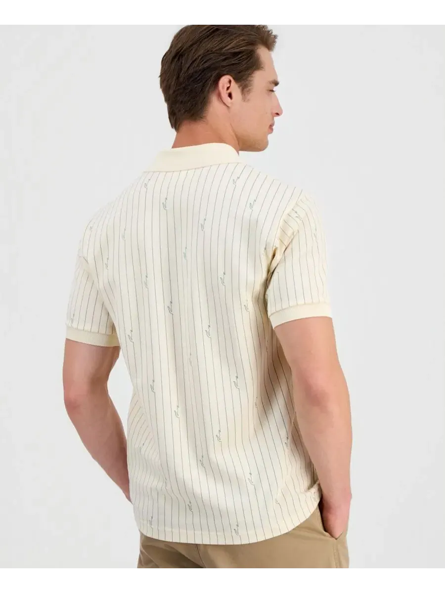 Мужская футболка-поло с полосатым принтом Lacoste — изображение 3 из 3, белый