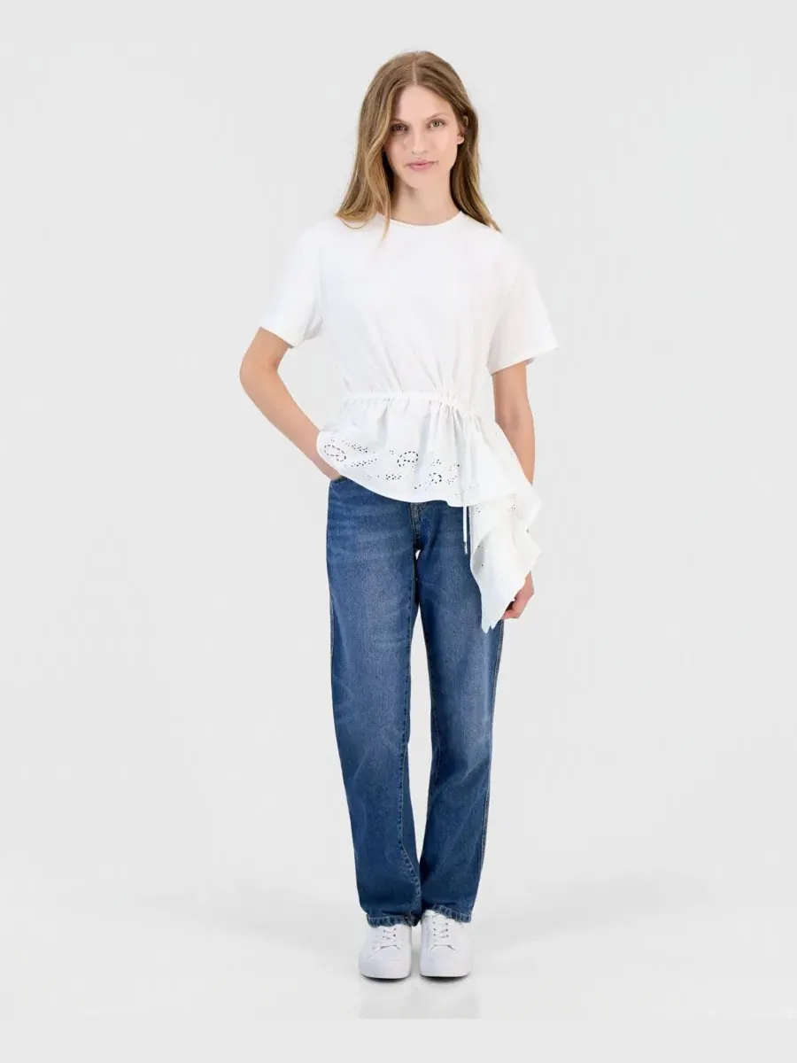 Топ асимметричный с вышивкой Eyelet Nautica — изображение 2 из 4, яркий белый