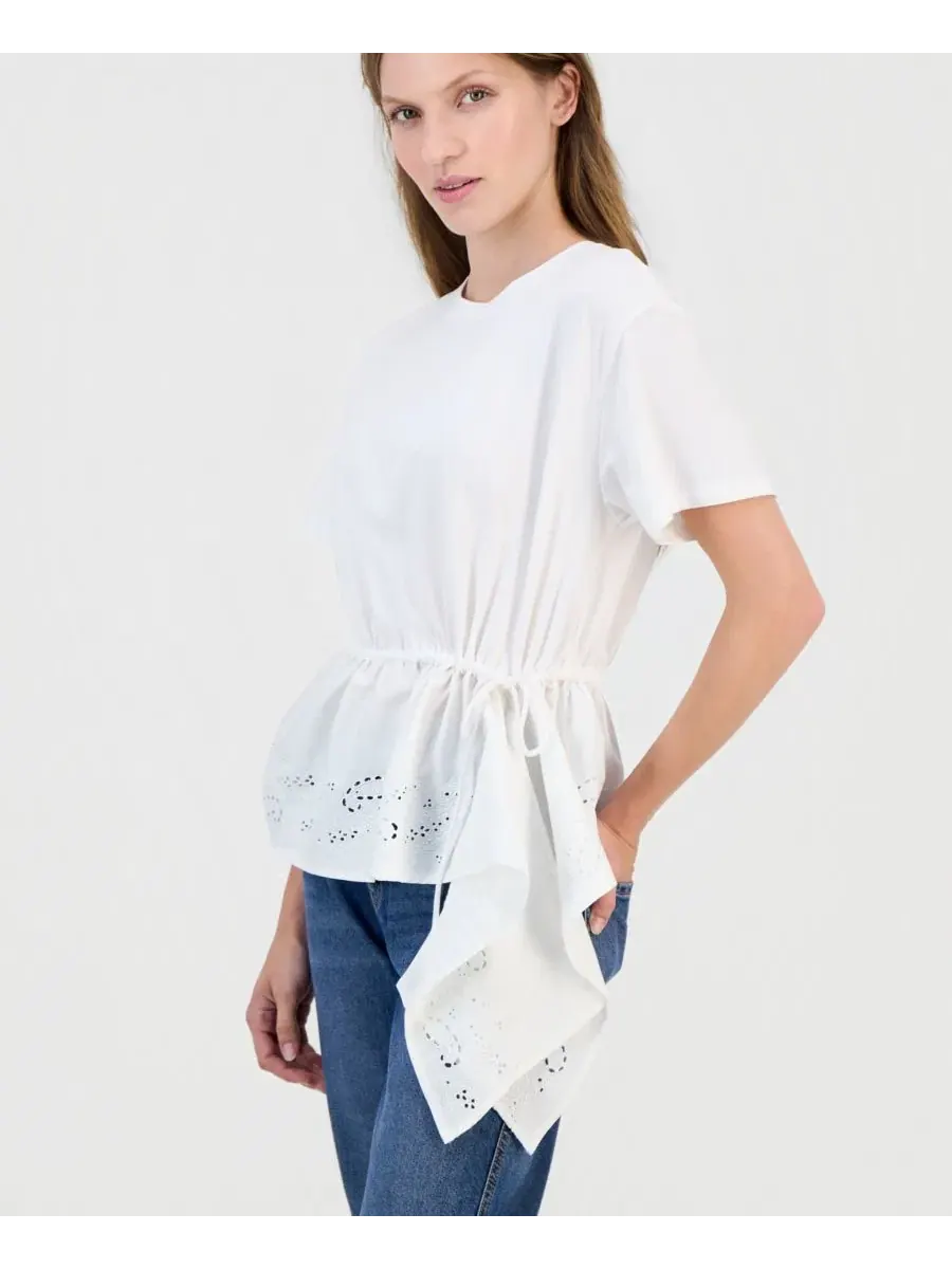 Топ асимметричный с вышивкой Eyelet Nautica — изображение 3 из 4, яркий белый