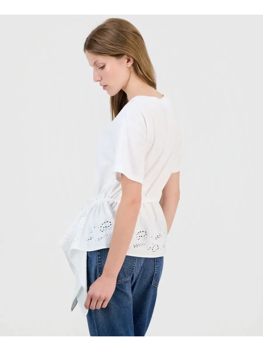 Топ асимметричный с вышивкой Eyelet Nautica — изображение 4 из 4, яркий белый
