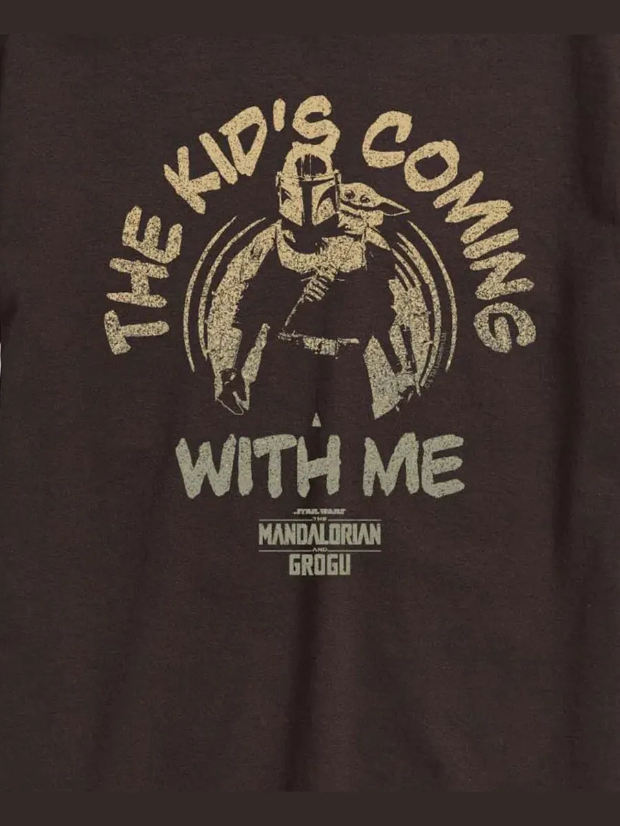 Футболка с принтом The Mandalorian & Grogu The Kids Coming With Me AIRWAVES — изображение 3 из 3, коричневый