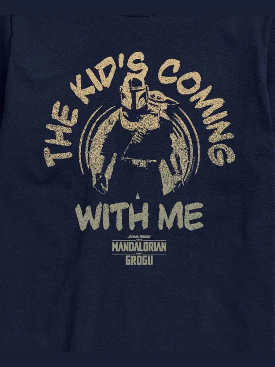Футболка с принтом The Mandalorian & Grogu The Kids Coming With Me AIRWAVES — изображение 3 из 3, темно-синий