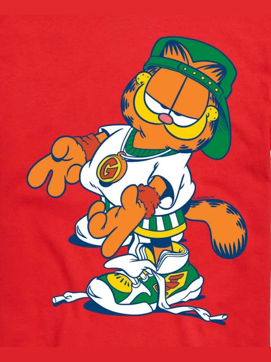 Футболка с принтом Garfield Streetwear Peace Sign AIRWAVES — изображение 3 из 3, красный