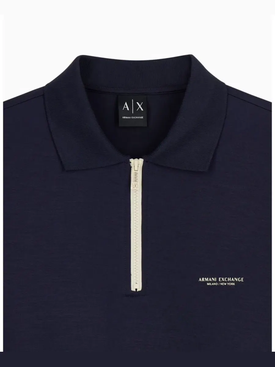 Свитшот-поло на молнии Stretch Modal A|X Armani Exchange — изображение 5 из 7, глубокий темно-синий