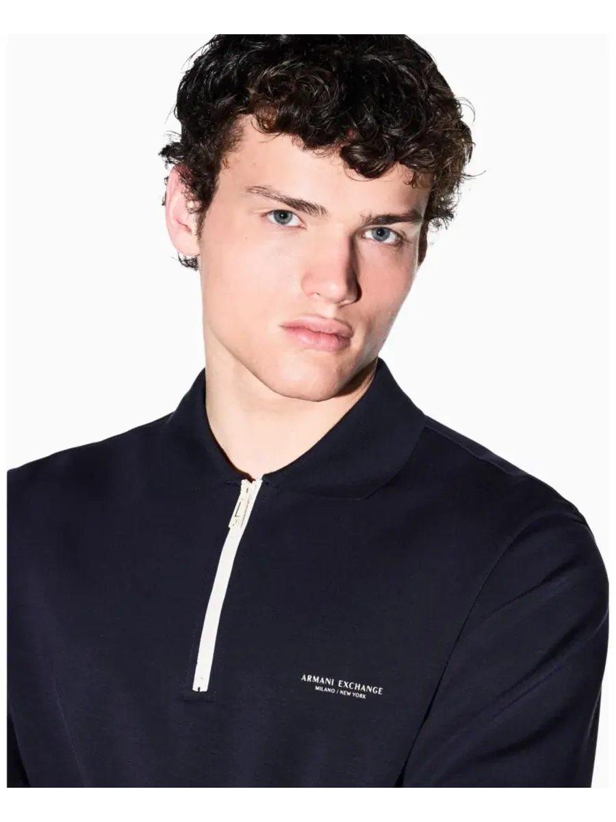 Свитшот-поло на молнии Stretch Modal A|X Armani Exchange — изображение 7 из 7, глубокий темно-синий