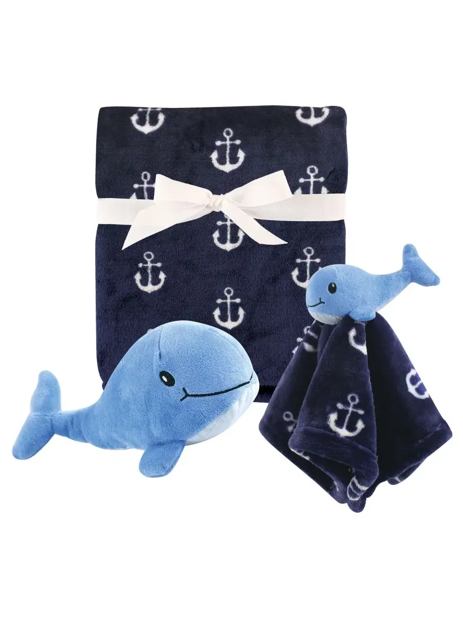Комплект из пледа, игрушки и одеяла Cozy Comfort Blanket, Security Pal & Play Kit Hudson Baby — изображение 1 из 1, синий