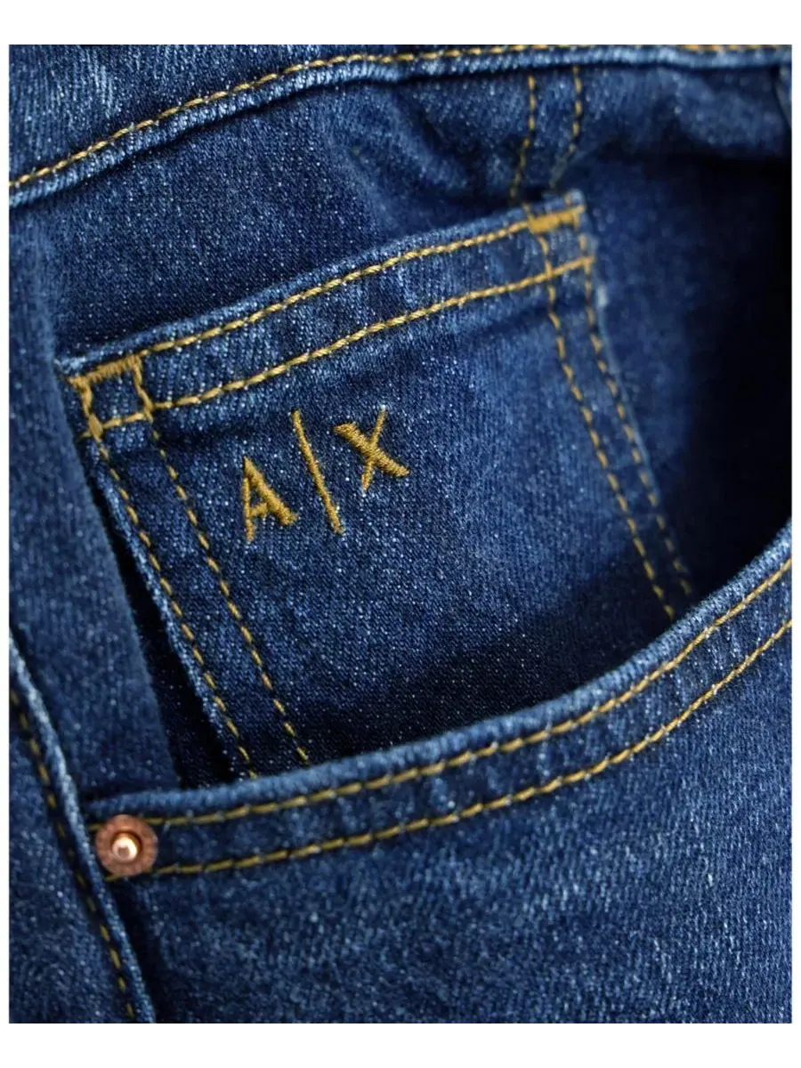 Мужские джинсы Slim Fit из стрейч-хлопка A|X Armani Exchange — изображение 4 из 8, синий джинсовый синий