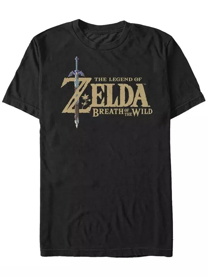 Футболка с коротким рукавом с логотипом Nintendo Legend of Zelda Breath of The Wind Fifth Sun — изображение 1 из 1, черный