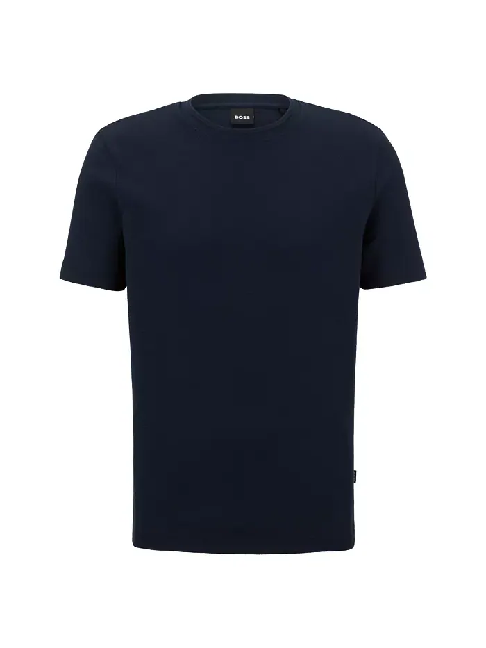 Мужская футболка Bubble-Jacquard с фактурным узором Hugo Boss — изображение 4 из 4, синий