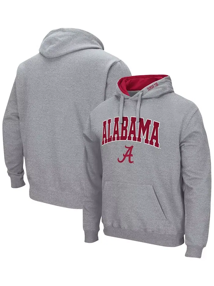 Мужская толстовка с капюшоном Alabama Crimson Tide Arch and Logo 3.0 Pullover Hoodie Colosseum — изображение 1 из 5, серый