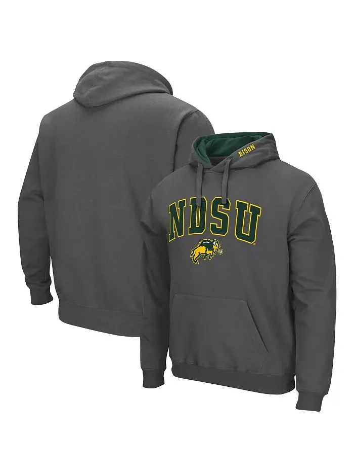Мужская толстовка с капюшоном NDSU Bison Arch and Logo Pullover Hoodie Colosseum — изображение 1 из 3, темно-серый