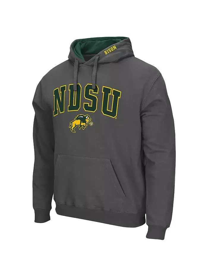 Мужская толстовка с капюшоном NDSU Bison Arch and Logo Pullover Hoodie Colosseum — изображение 2 из 3, темно-серый