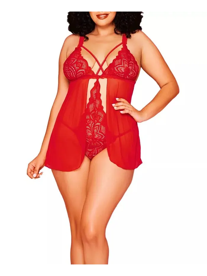 Бюстгальтер Stella Plus Size Galloon с кружевом и сеткой, мягкими чашечками, с прикрепленным боди