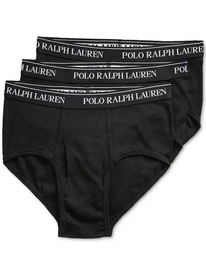 Мужские хлопковые трусы Big & Tall, 3 шт Polo Ralph Lauren — изображение 1 из 3, черный