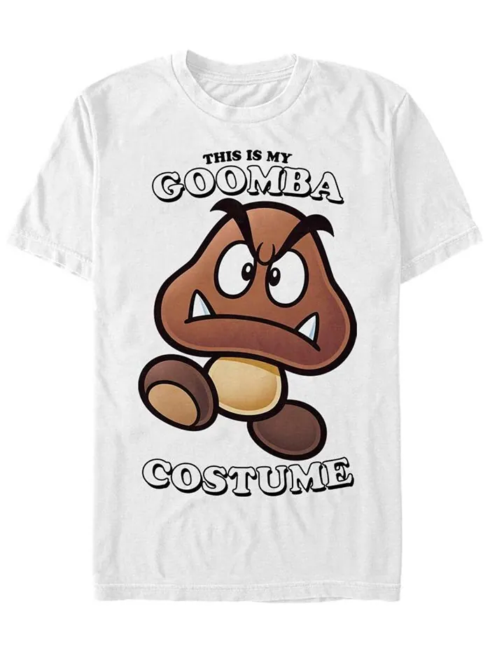 Мужская футболка с короткими рукавами Nintendo Super Mario Goomba на Хеллоуин Fifth Sun — изображение 1 из 1, белый