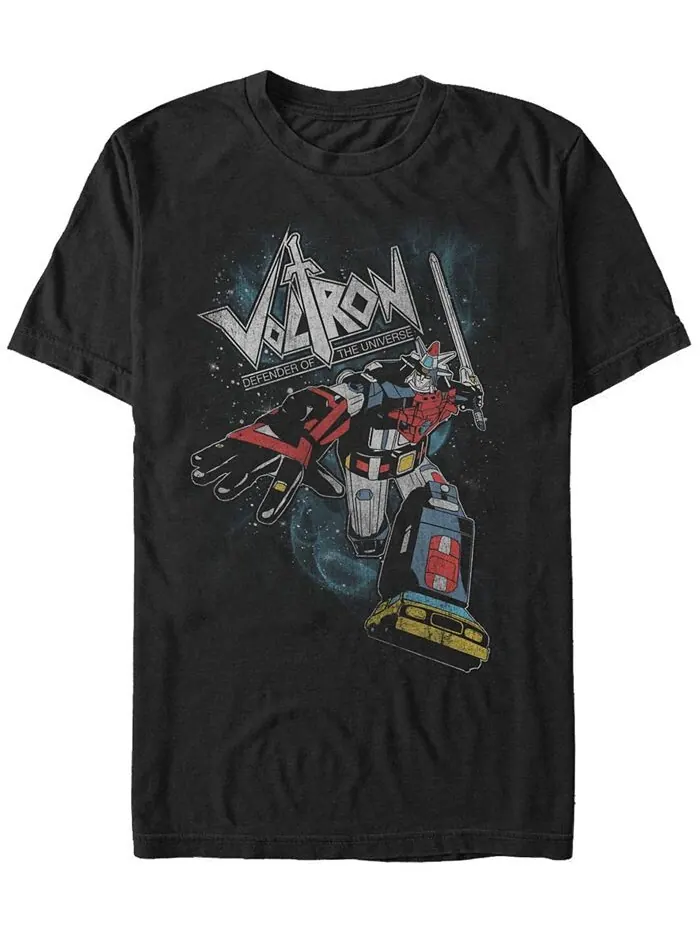 Мужская футболка с коротким рукавом и плакатом Voltron Defender of the Universe Fifth Sun — изображение 1 из 1, черный