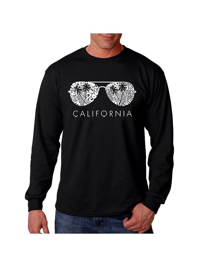 Мужская футболка Word Art с длинным рукавом California Shades LA Pop Art — изображение 1 из 2, черный