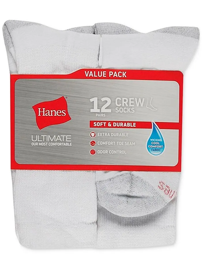 Мужские 12-шт. Носки Ultimate Crew Hanes — изображение 2 из 2, белый