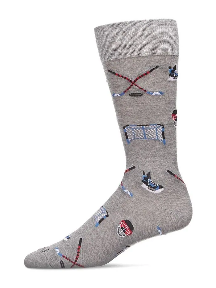 Мужские носки Crew из вискозы Hockey Loving из смеси бамбука MeMoi — изображение 1 из 3, серый