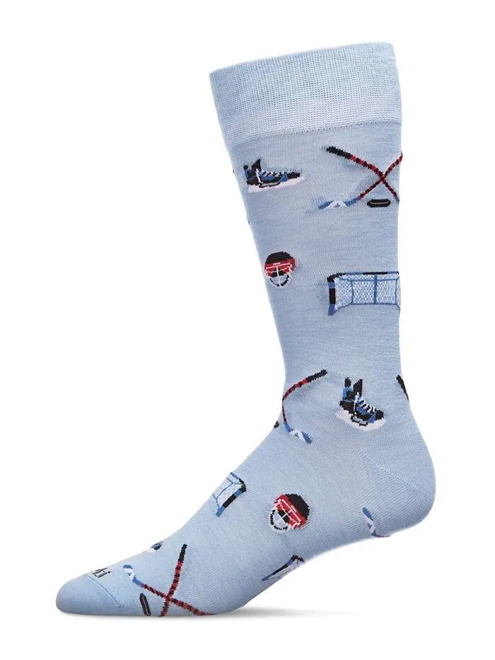 Мужские носки Crew из вискозы Hockey Loving из смеси бамбука MeMoi — изображение 1 из 3, светлый синий