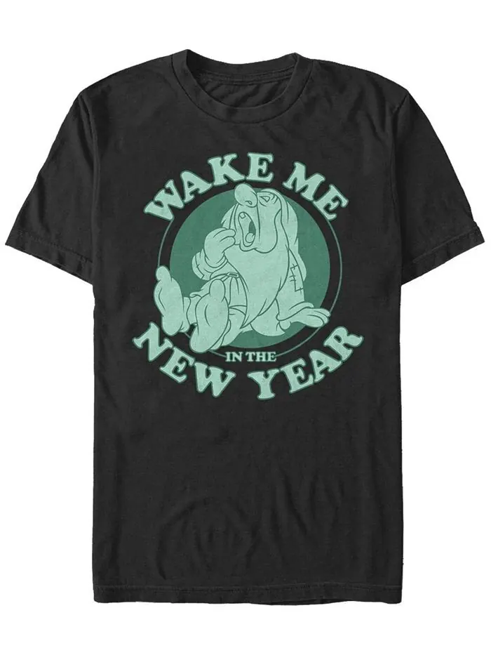 Мужская новогодняя футболка с короткими рукавами Sleepy New Year Fifth Sun — изображение 1 из 1, черный