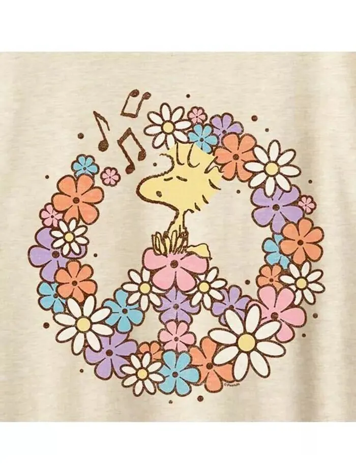Футболка большого размера с цветочным принтом Woodstock и рисунком «Знак мира» Hybrid Apparel — изображение 2 из 5, березовый