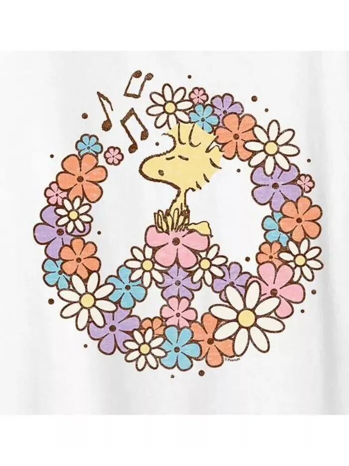 Футболка большого размера с цветочным принтом Woodstock и рисунком «Знак мира» Hybrid Apparel — изображение 3 из 5, белый