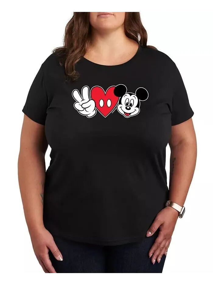 Модная футболка с рисунком Peace love Mickey размера плюс Hybrid Apparel — изображение 1 из 3, черный