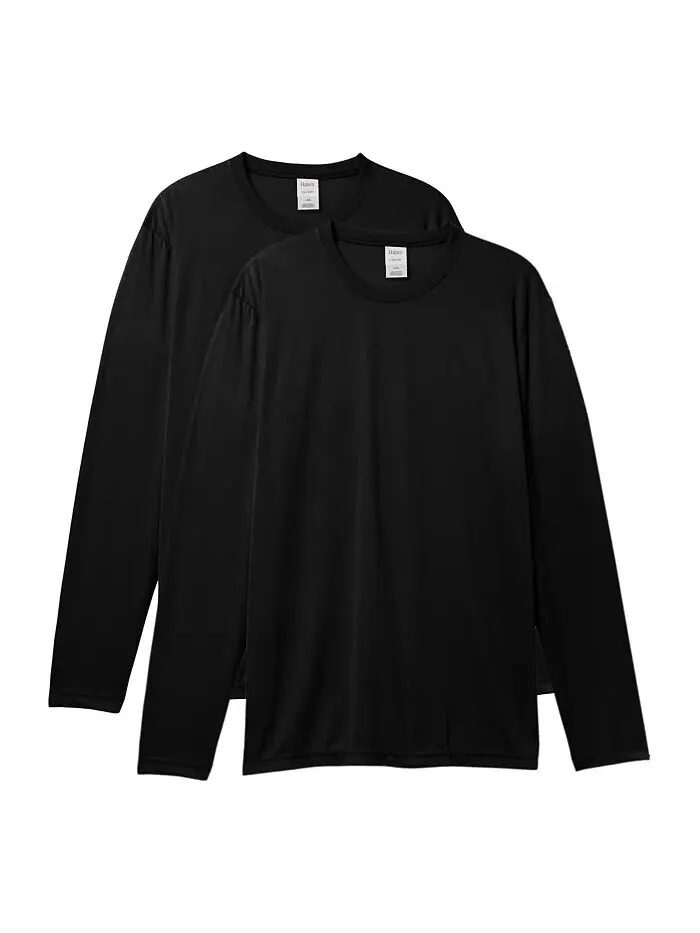 Мужская футболка Sport с длинными рукавами Cool DRI Performance, 2 шт Hanes — изображение 4 из 5, черный