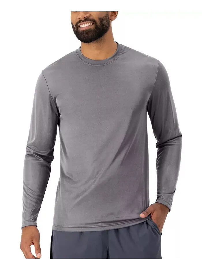 Спортивная мужская футболка с длинным рукавом Cool DRI Performance, 2 шт. в упаковке Hanes — изображение 3 из 5, серый