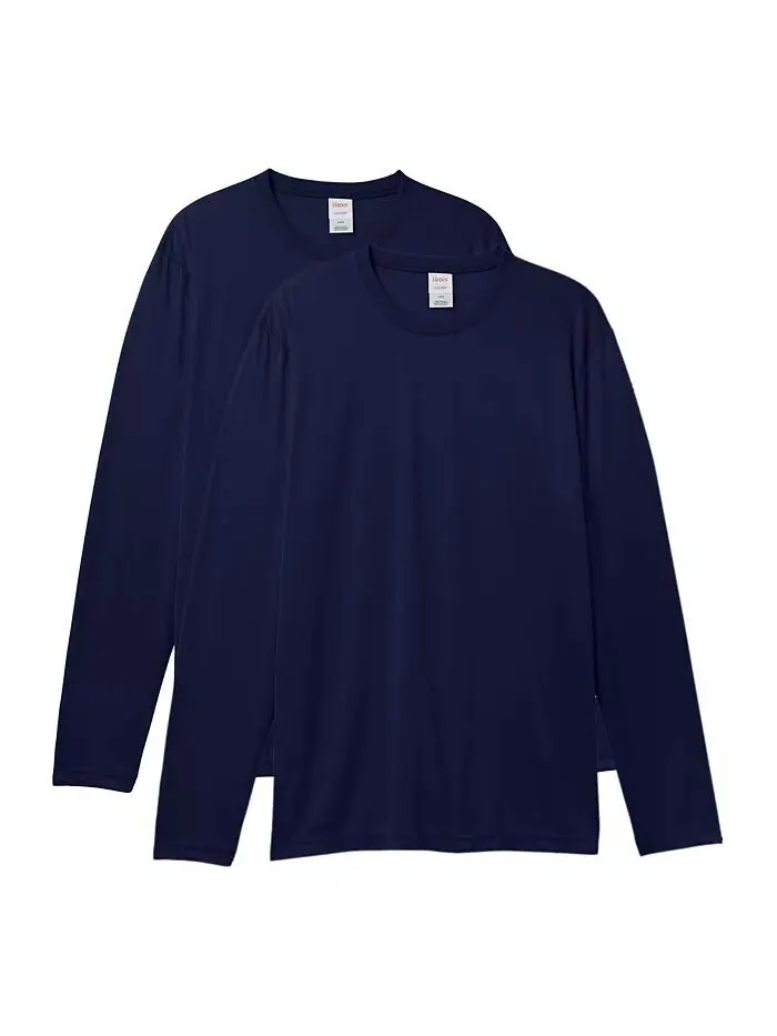Мужская футболка Sport с длинными рукавами Cool DRI Performance, комплект из 2 штук Hanes — изображение 4 из 5, темно-синий