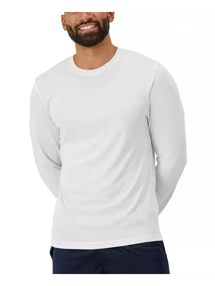 Мужская футболка Sport с длинными рукавами Cool DRI Performance, комплект из 2 штук Hanes — изображение 3 из 5, белый