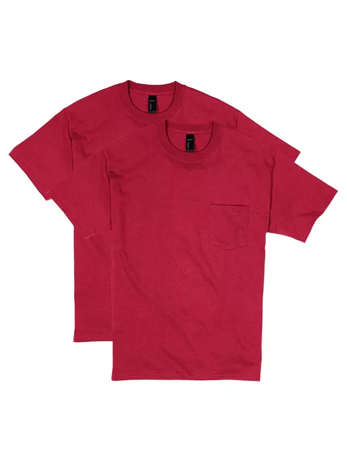 Футболка Beefy-T Unisex с карманом, набор из 2 штук Hanes — изображение 3 из 4, красный