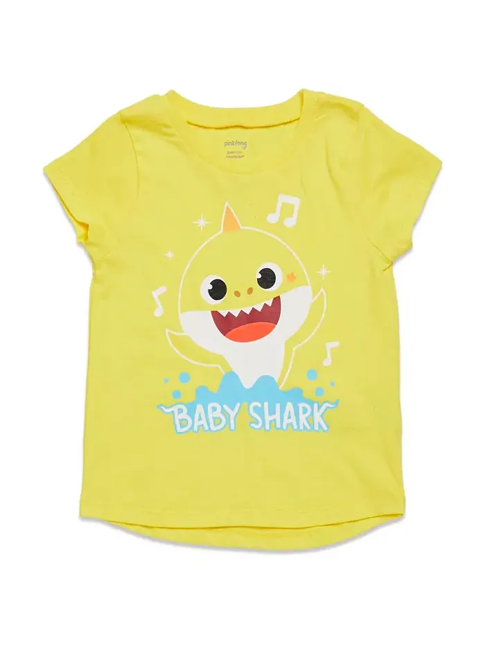 Детские футболки с принтом Shark, 3 шт. [Размер] Pinkfong — изображение 7 из 7, розовый/желтый/синий